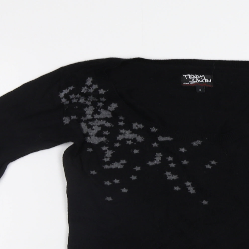 Teddy Smith Womens Black   Pullover Jumper Size S  - Stars