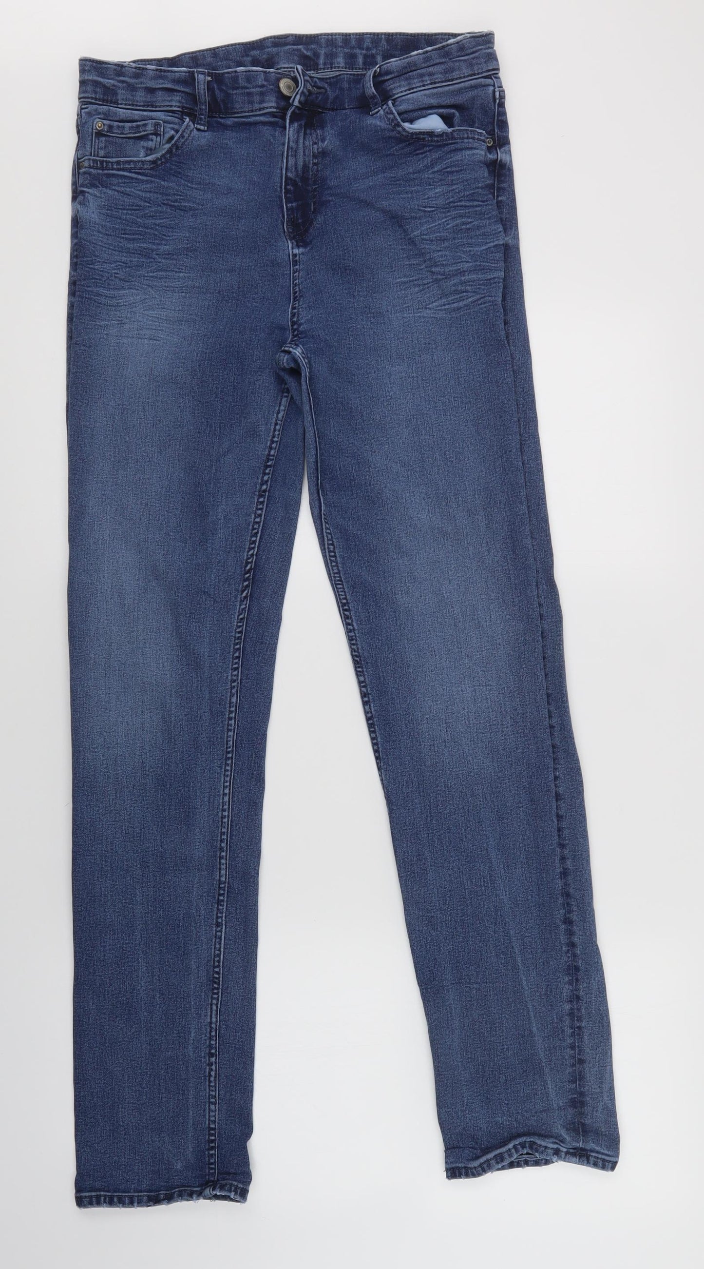 M&S Womens Blue   Straight Jeans Size 14 L31 in