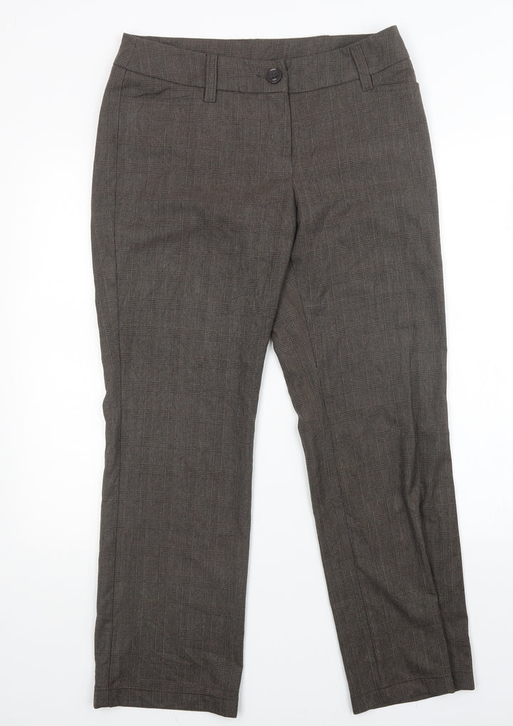 C&A Womens Brown Plaid Trousers Size 14 L29 in