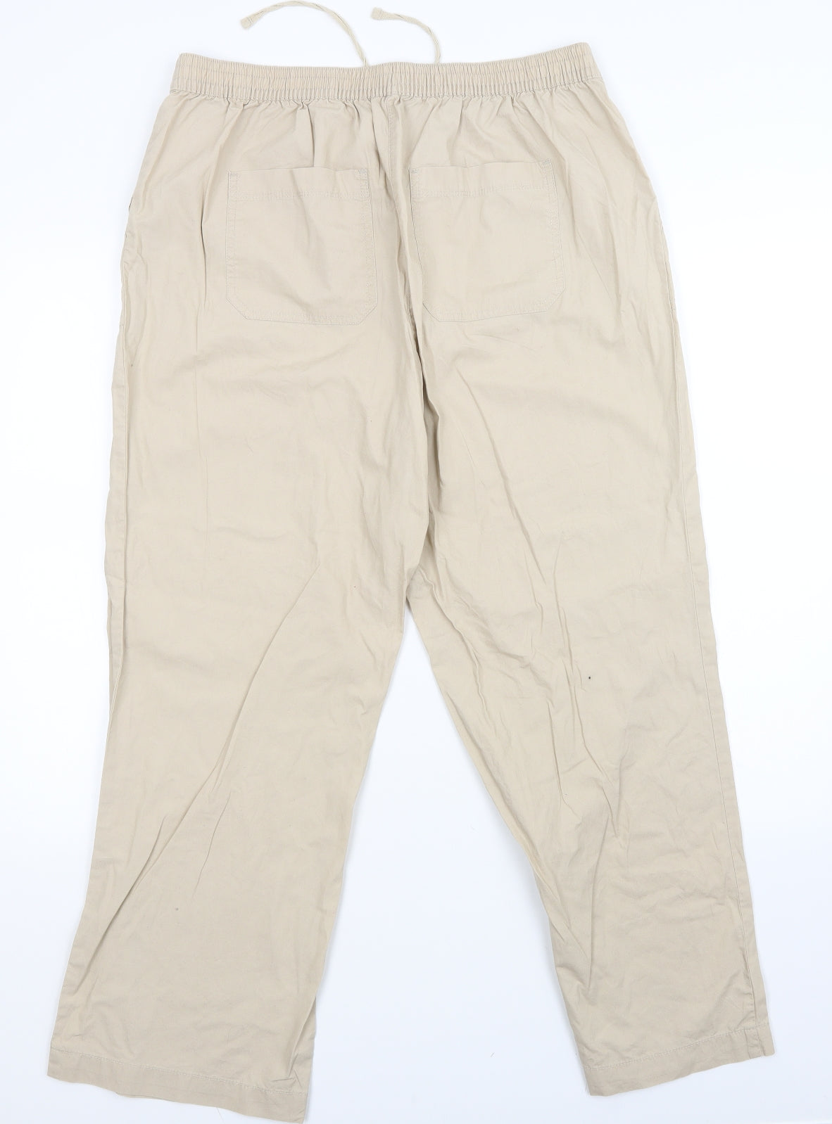 M&S Womens Beige   Cropped Trousers Size 16 L28 in