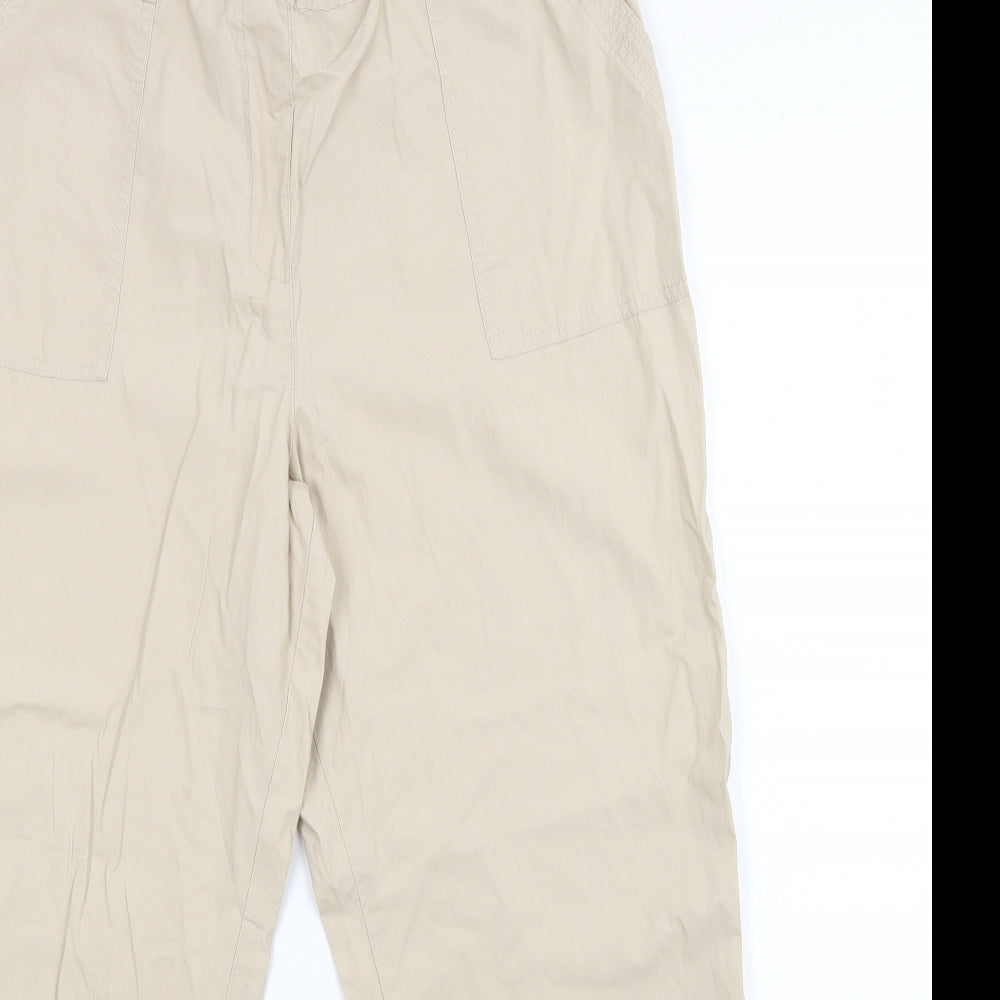 M&S Womens Beige   Cropped Trousers Size 16 L28 in