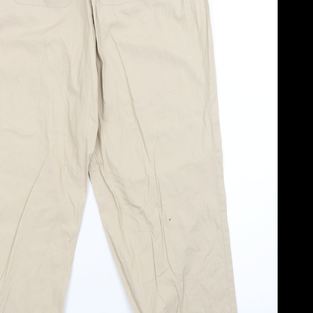 M&S Womens Beige   Cropped Trousers Size 16 L28 in