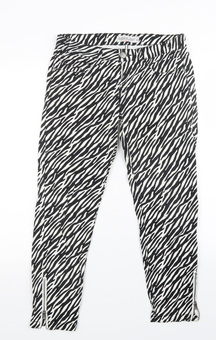 stitch & sow Womens Multicoloured Animal Print Skinny Jeans Size XS L25 in