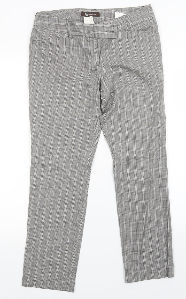 Monton Womens Multicoloured Plaid Trousers Size 10 L26 in