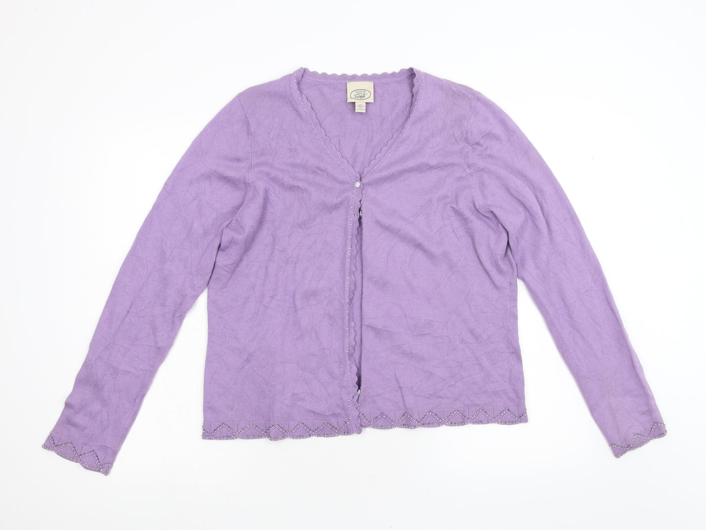 Laura Ashley Womens Purple  Knit Cardigan Jumper Size XL