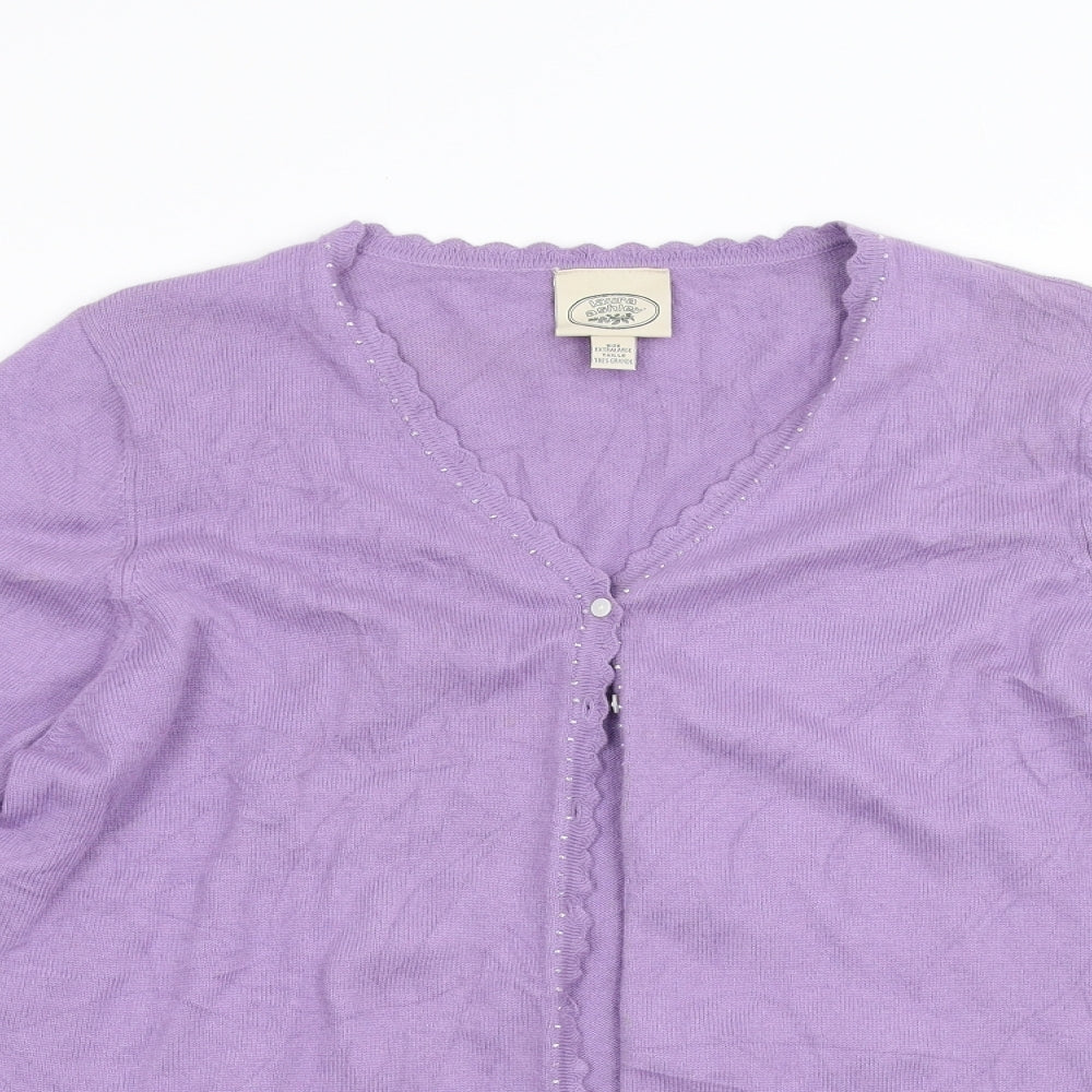 Laura Ashley Womens Purple  Knit Cardigan Jumper Size XL
