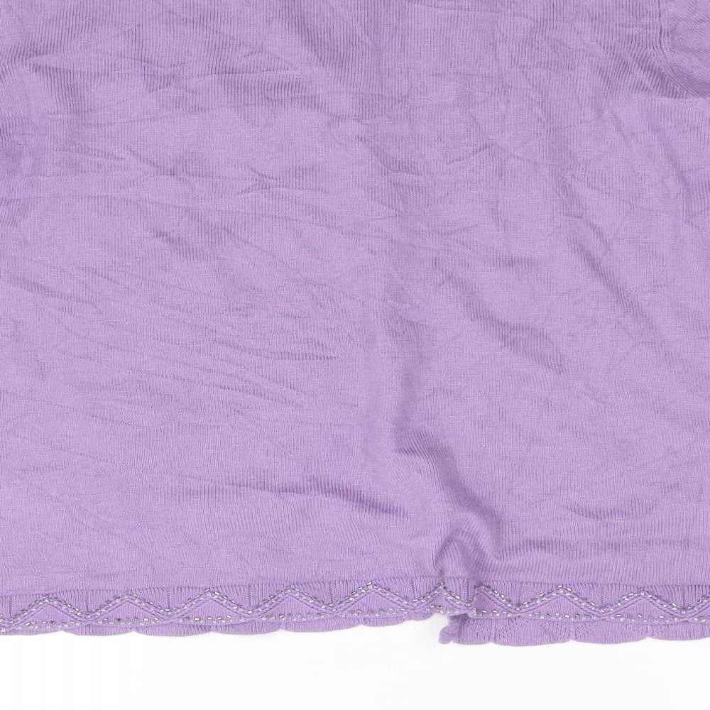 Laura Ashley Womens Purple  Knit Cardigan Jumper Size XL