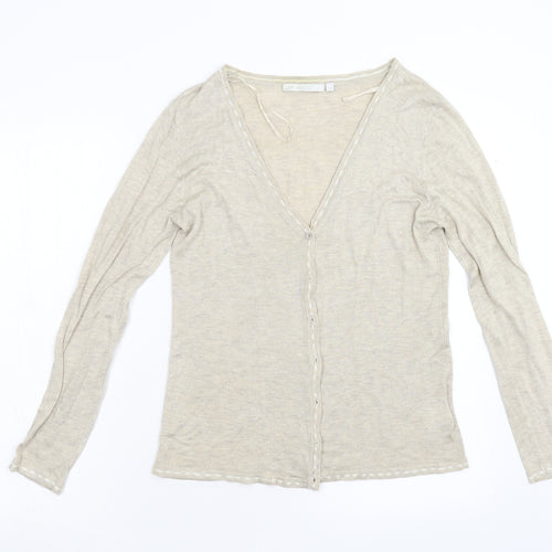 Assuli Womens Beige  Knit Cardigan Jumper Size L