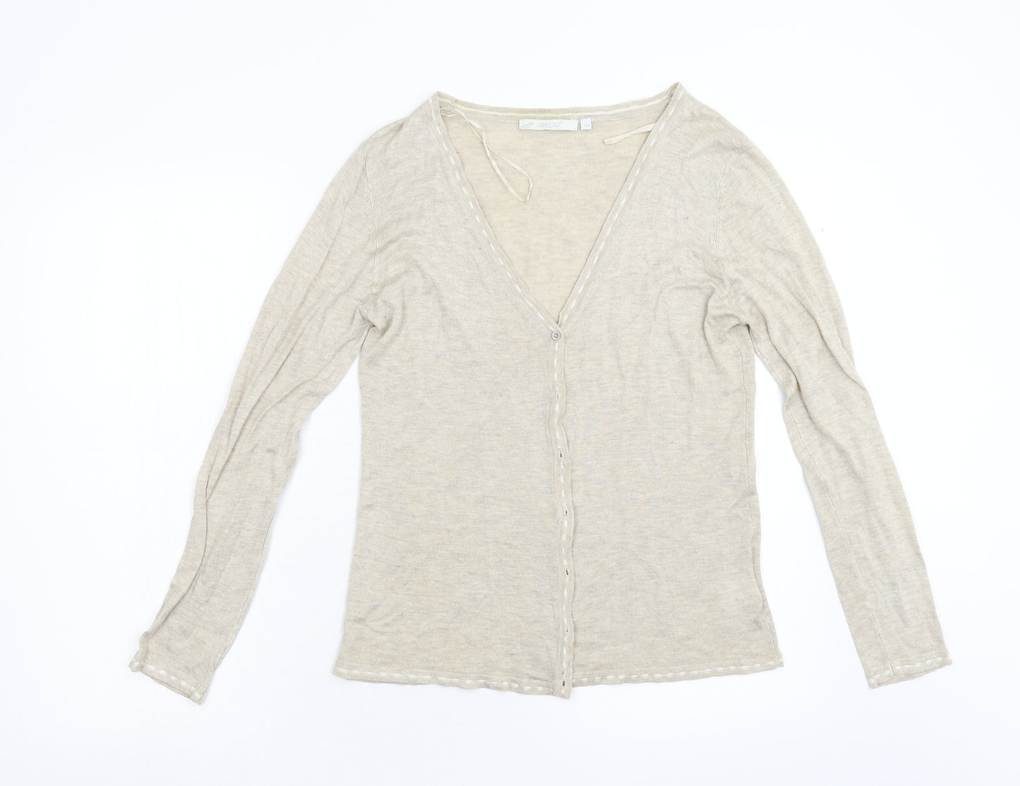 Assuli Womens Beige  Knit Cardigan Jumper Size L