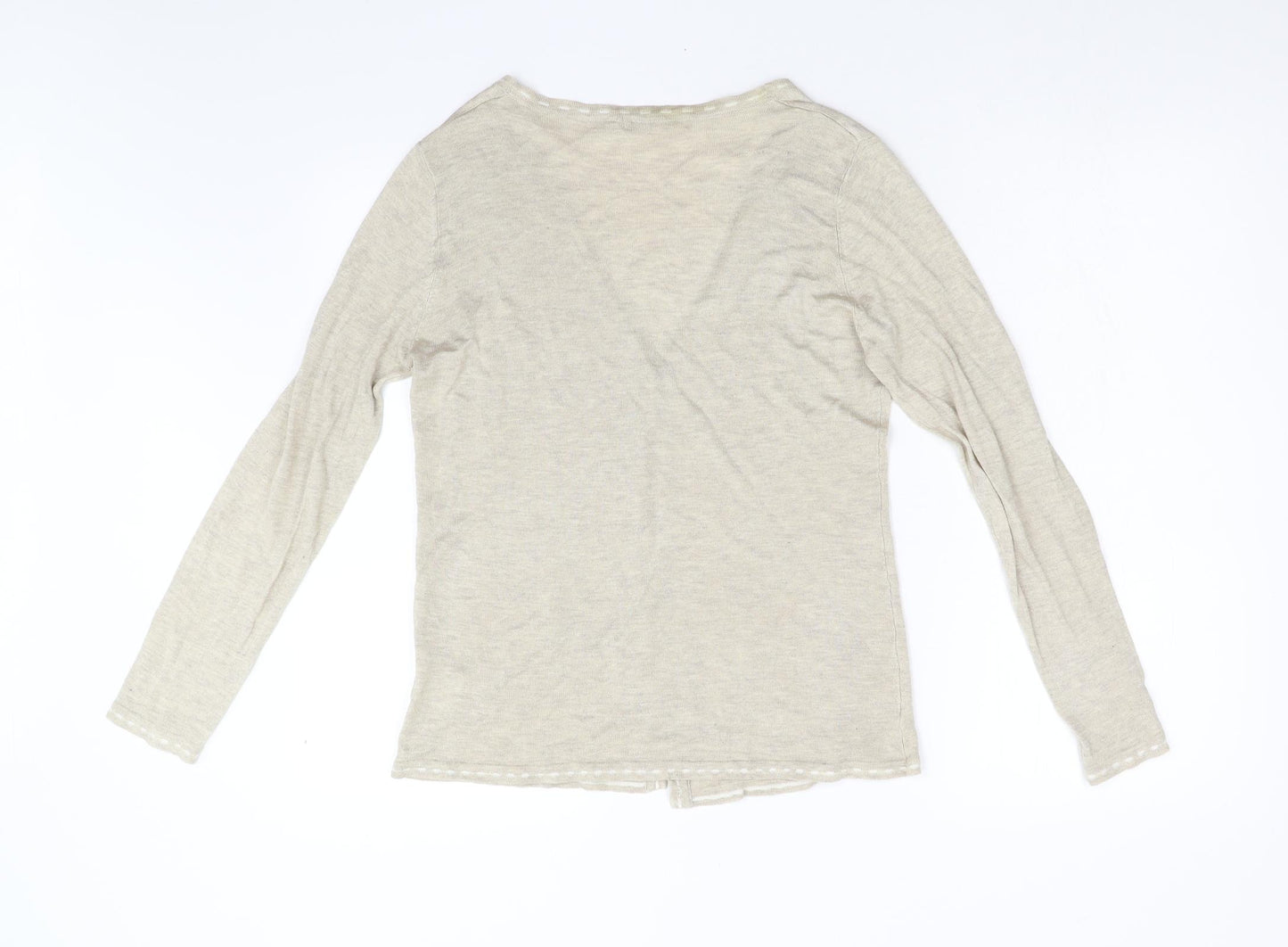 Assuli Womens Beige  Knit Cardigan Jumper Size L