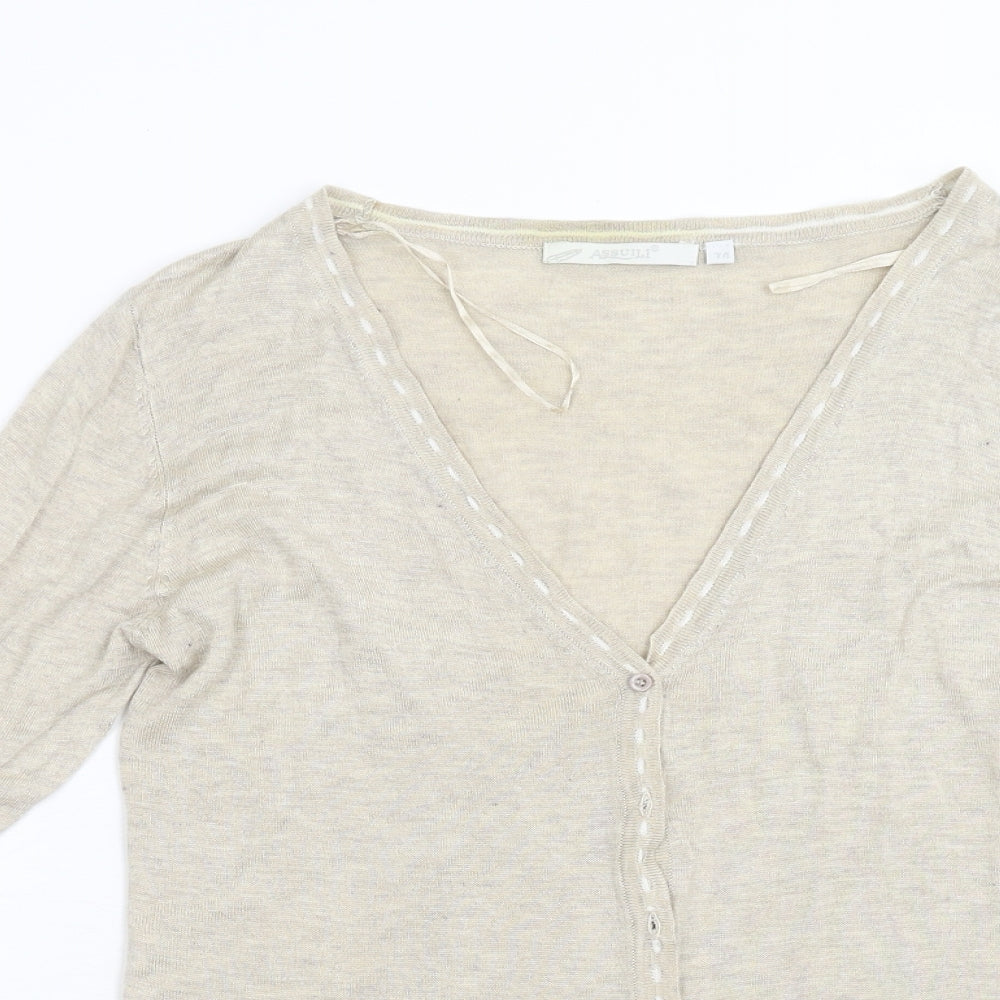 Assuli Womens Beige  Knit Cardigan Jumper Size L