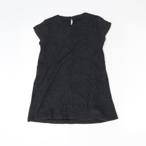 Zara Girls Grey Floral Knit Jumper Dress  Size 7 Years