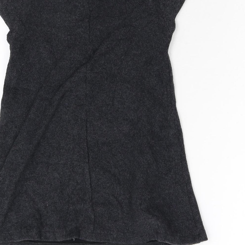 Zara Girls Grey Floral Knit Jumper Dress  Size 7 Years