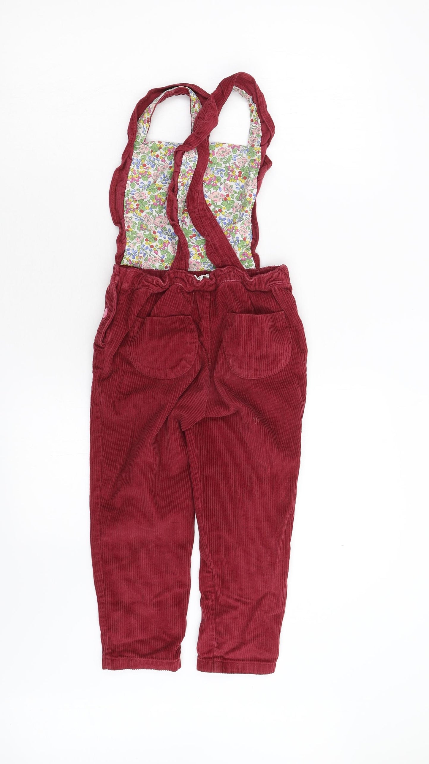 Mini Boden Girls Red  Corduroy Dungaree One-Piece Size 5-6 Years