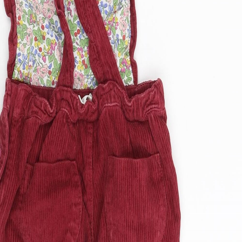 Mini Boden Girls Red  Corduroy Dungaree One-Piece Size 5-6 Years