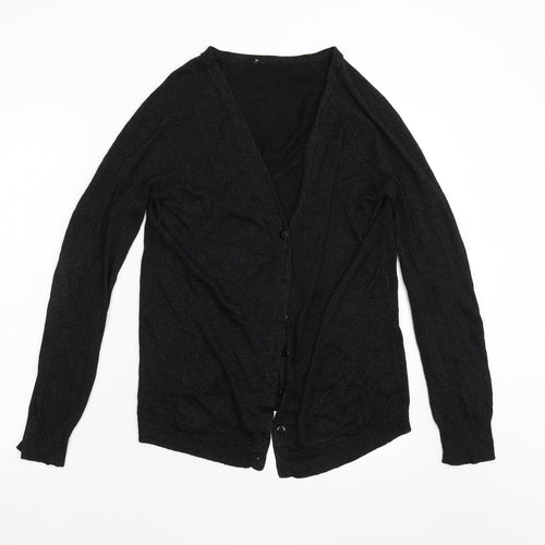 Topshop Womens Black  Knit Cardigan Jumper Size 14