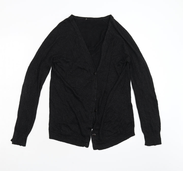 Topshop Womens Black Knit Cardigan Jumper Size 14