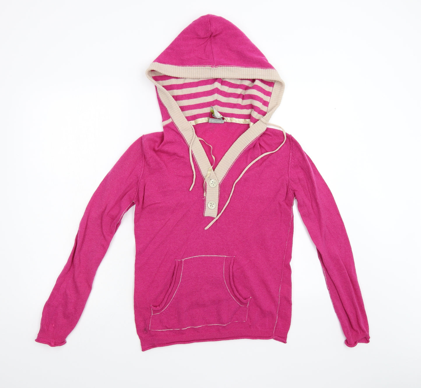 NEXT Womens Pink  Knit Pullover Hoodie Size 12  - 100% Lambswool