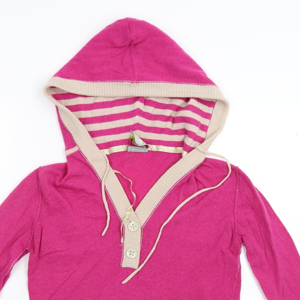 NEXT Womens Pink  Knit Pullover Hoodie Size 12  - 100% Lambswool