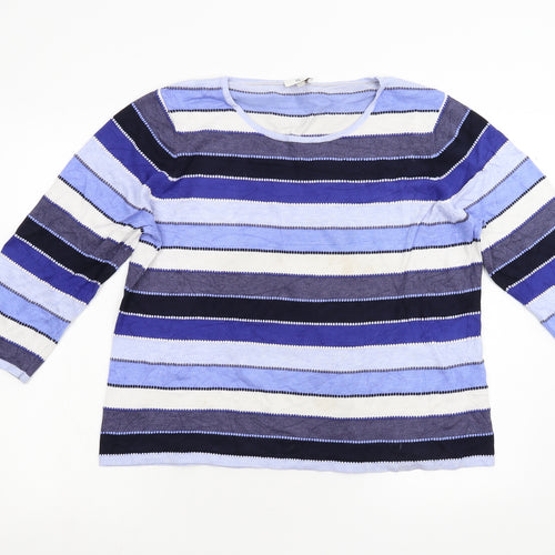 CC Womens Blue Striped Knit Pullover Jumper Size XL