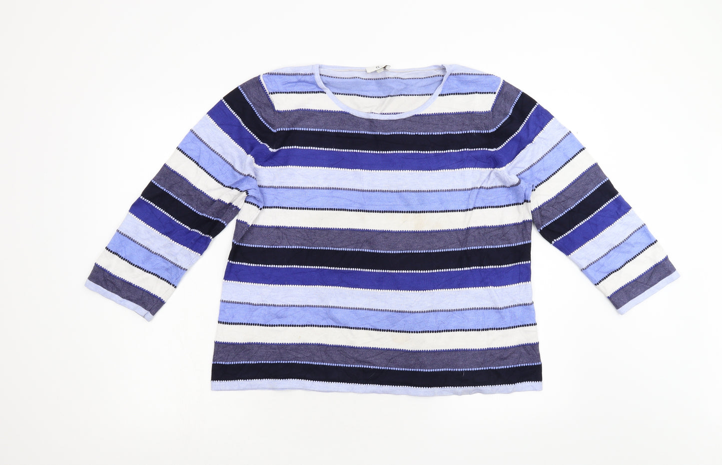CC Womens Blue Striped Knit Pullover Jumper Size XL