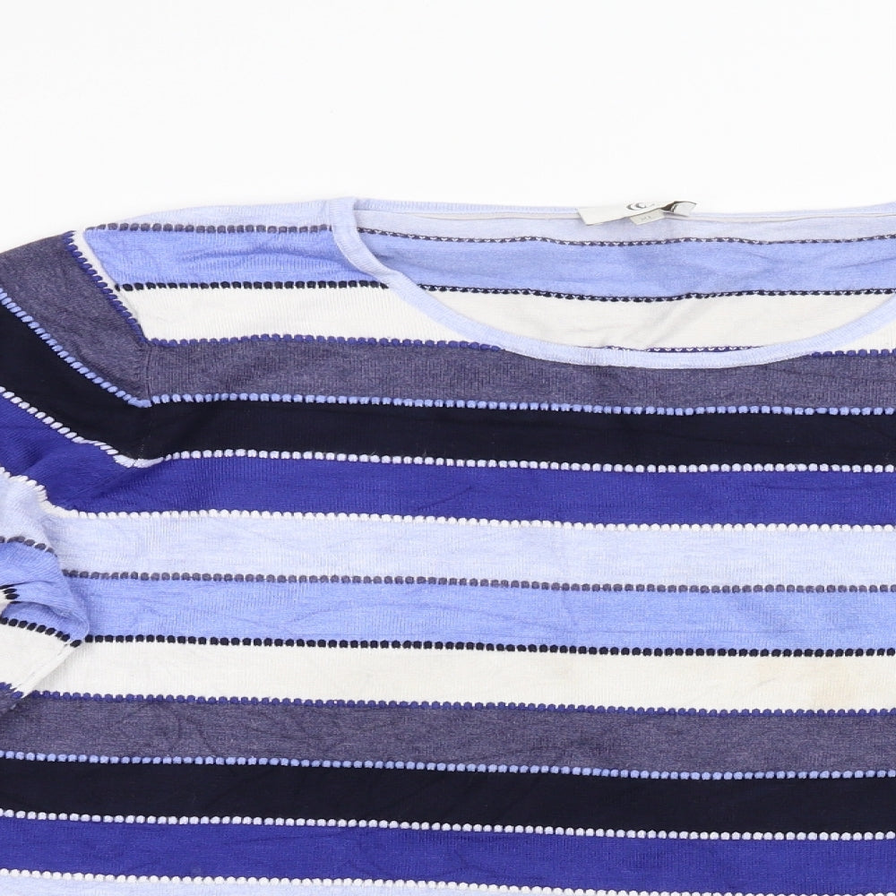 CC Womens Blue Striped Knit Pullover Jumper Size XL