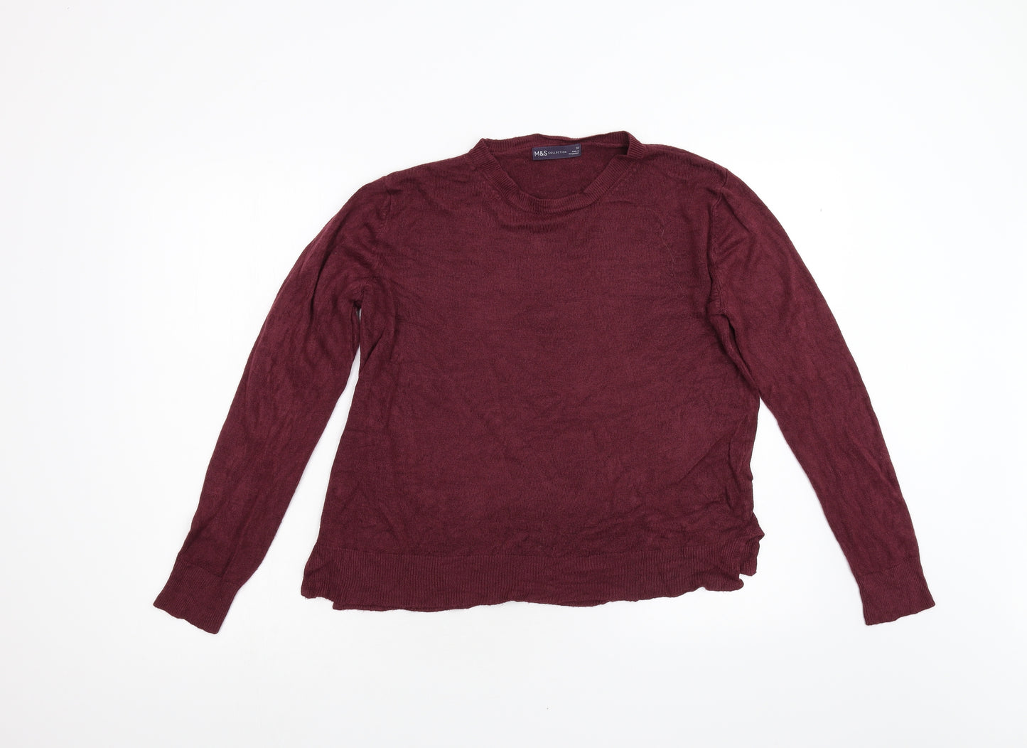 M&S Womens Red  Knit Pullover Jumper Size 14