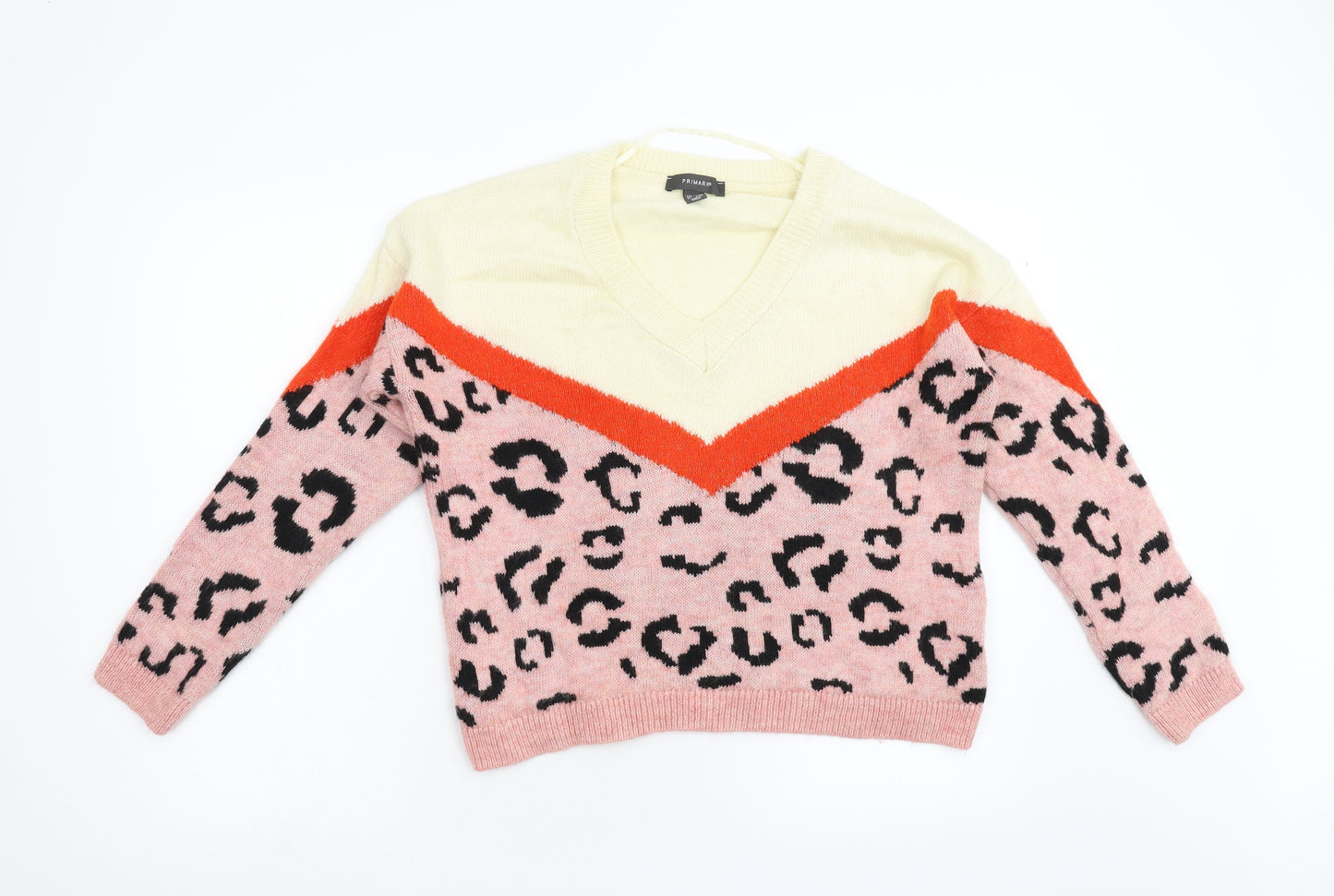 Primark Womens Pink Animal Print Knit Pullover Jumper Size S