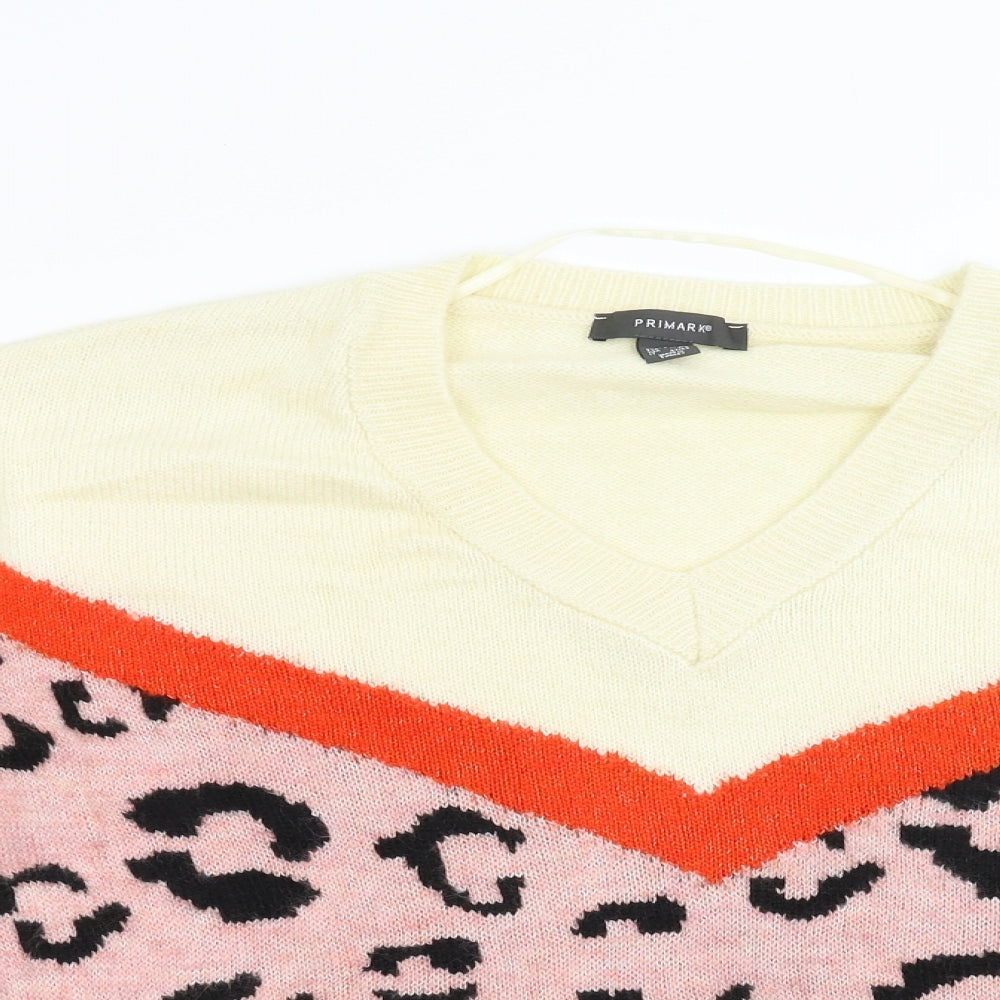 Primark Womens Pink Animal Print Knit Pullover Jumper Size S