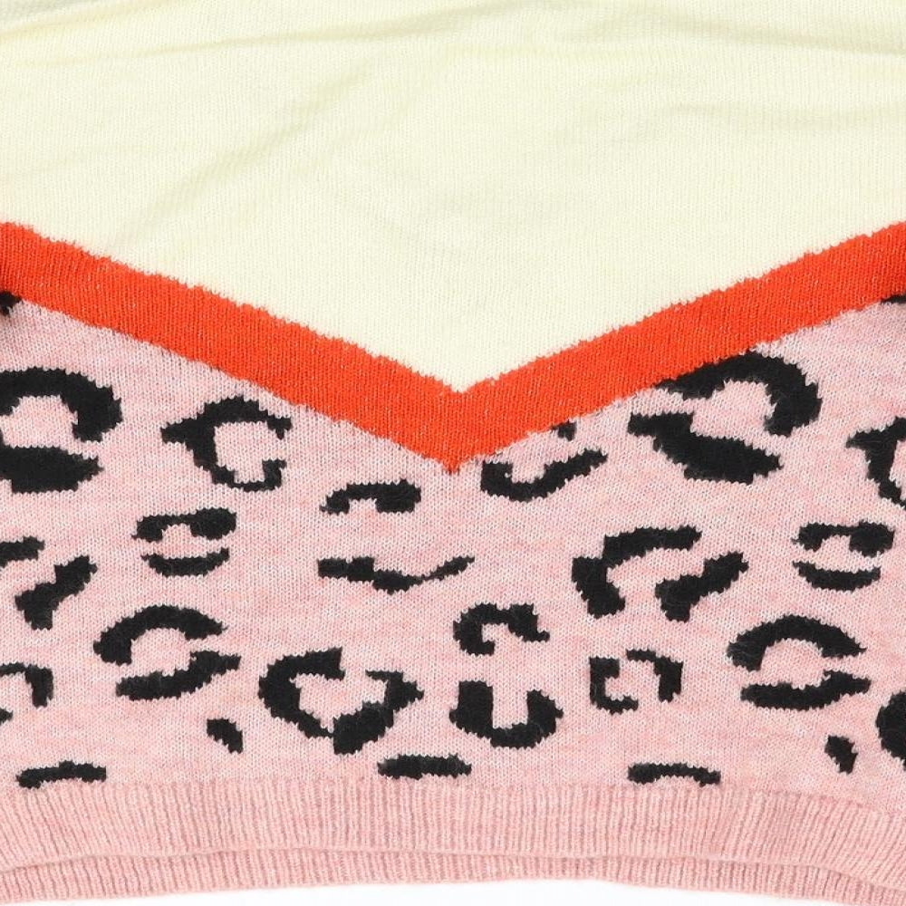 Primark Womens Pink Animal Print Knit Pullover Jumper Size S