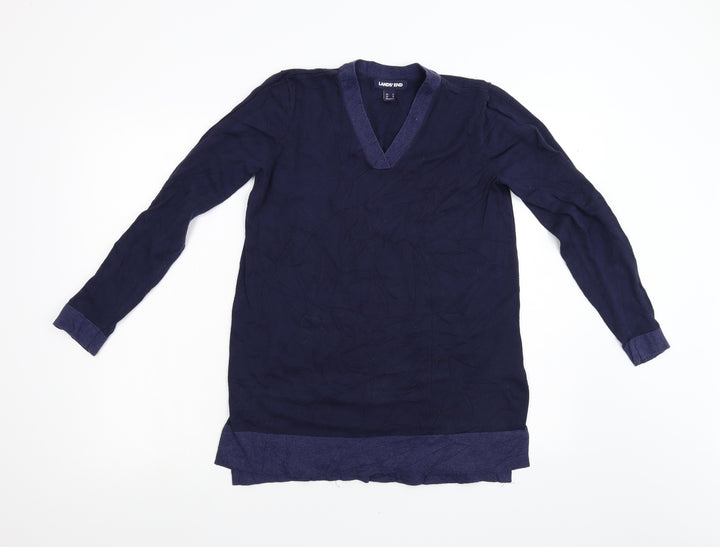 Lands End Womens Blue Knit Pullover Jumper Size S