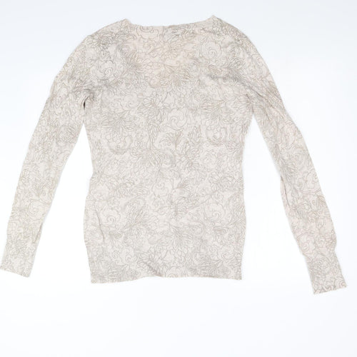 Gap Womens Beige Floral Knit Pullover Jumper Size M