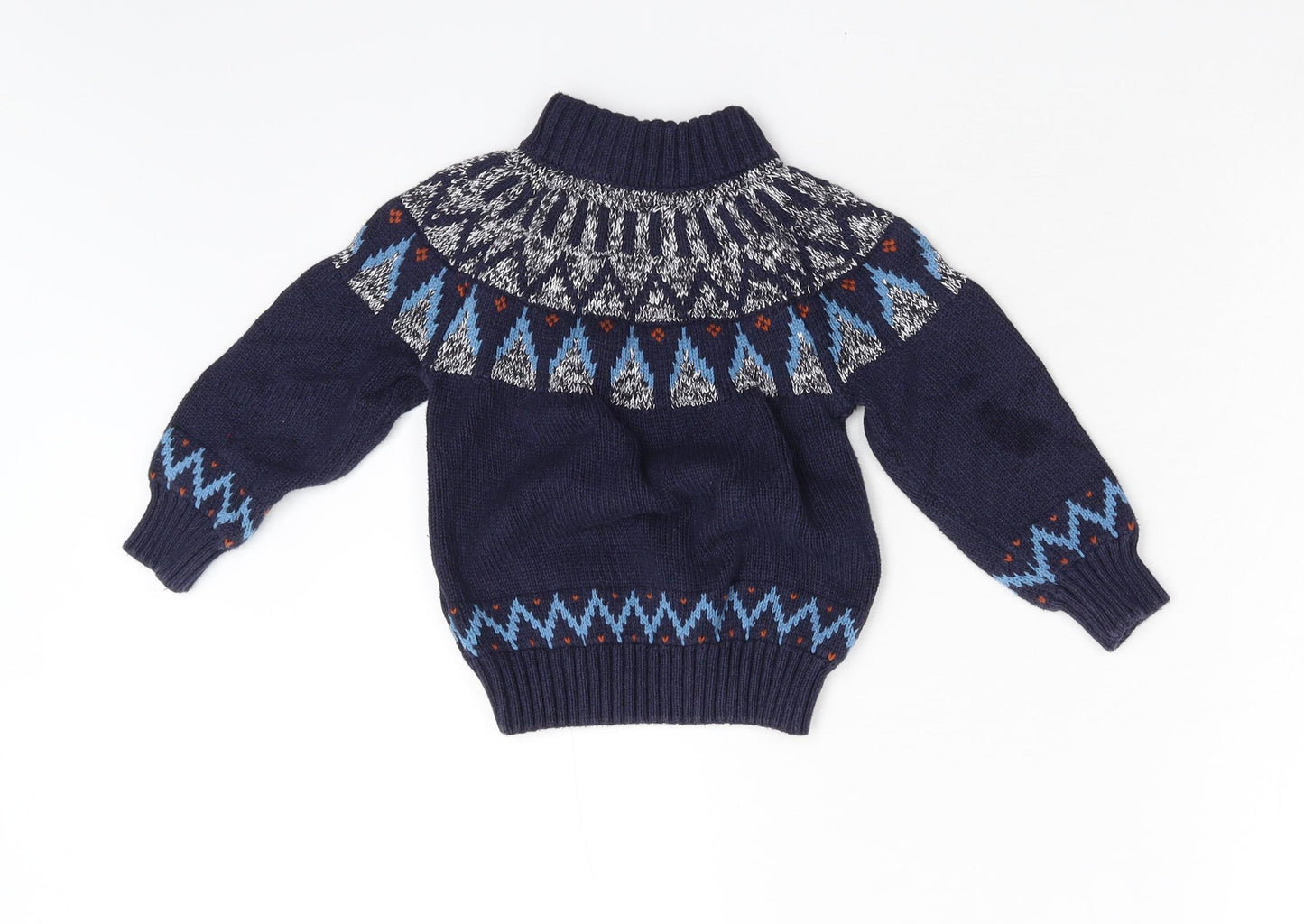 NEXT Boys Blue Geometric Knit Pullover Jumper Size 2-3 Years
