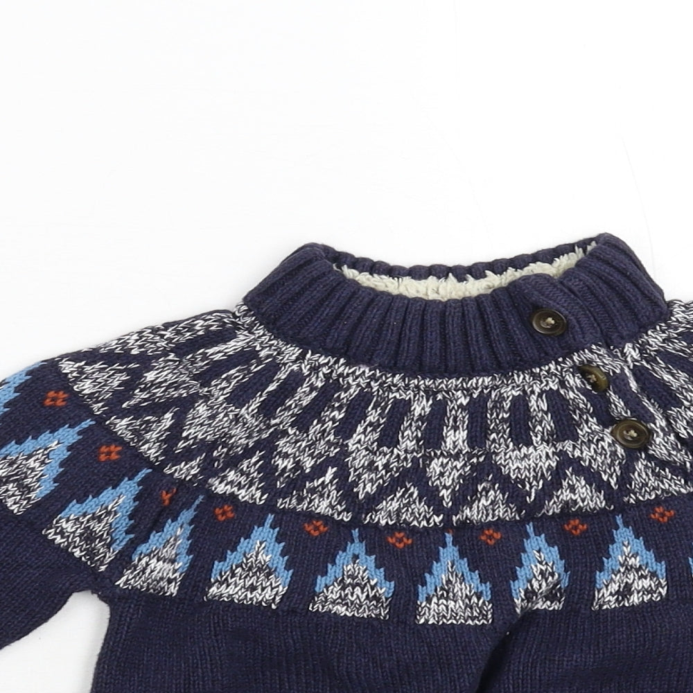 NEXT Boys Blue Geometric Knit Pullover Jumper Size 2-3 Years