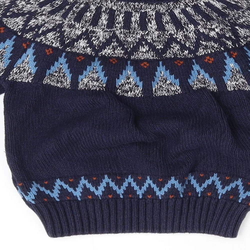 NEXT Boys Blue Geometric Knit Pullover Jumper Size 2-3 Years