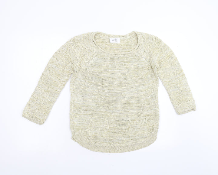 Wallis Womens Gold  Knit Pullover Jumper Size S