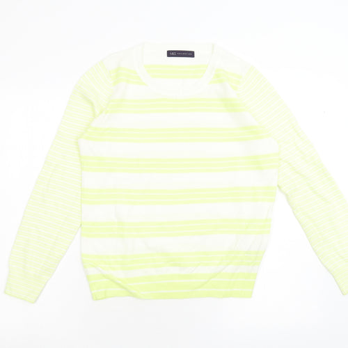 M&S Womens Yellow Striped Knit Pullover Jumper Size 8