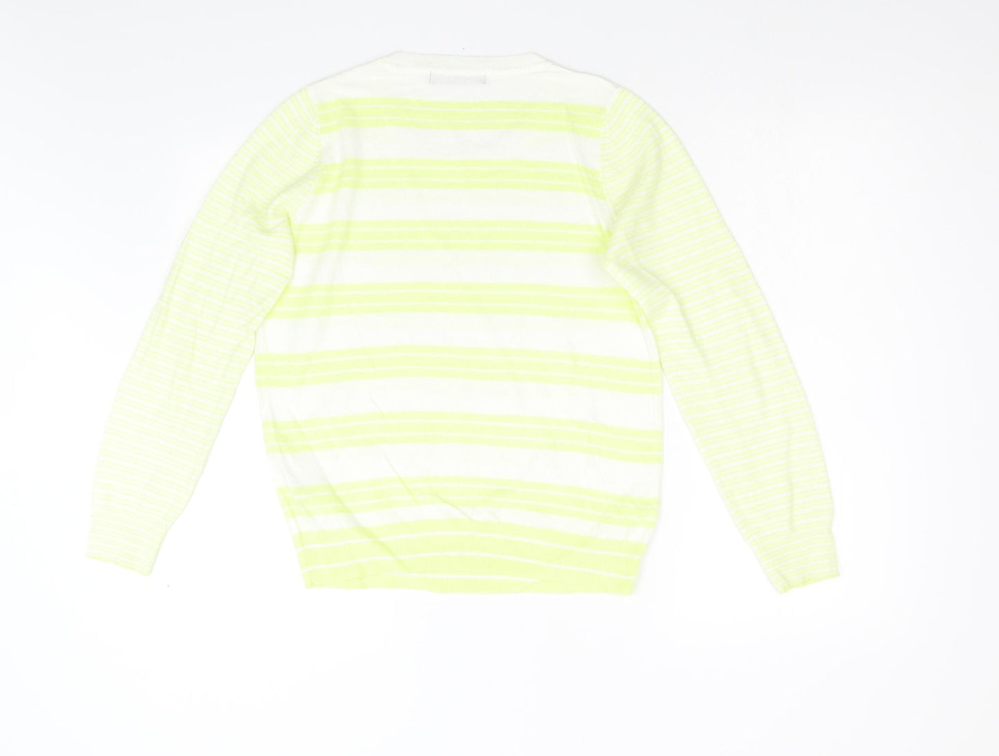 M&S Womens Yellow Striped Knit Pullover Jumper Size 8