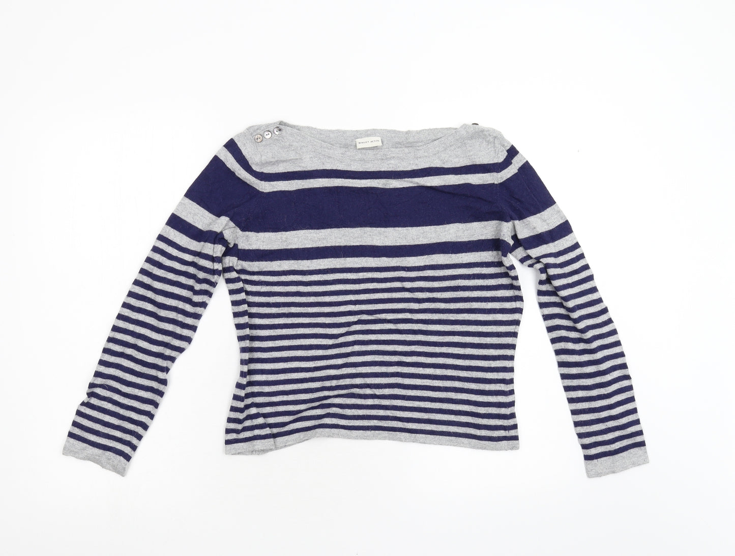 Minuet Petite Womens Multicoloured Striped Knit Pullover Jumper Size M