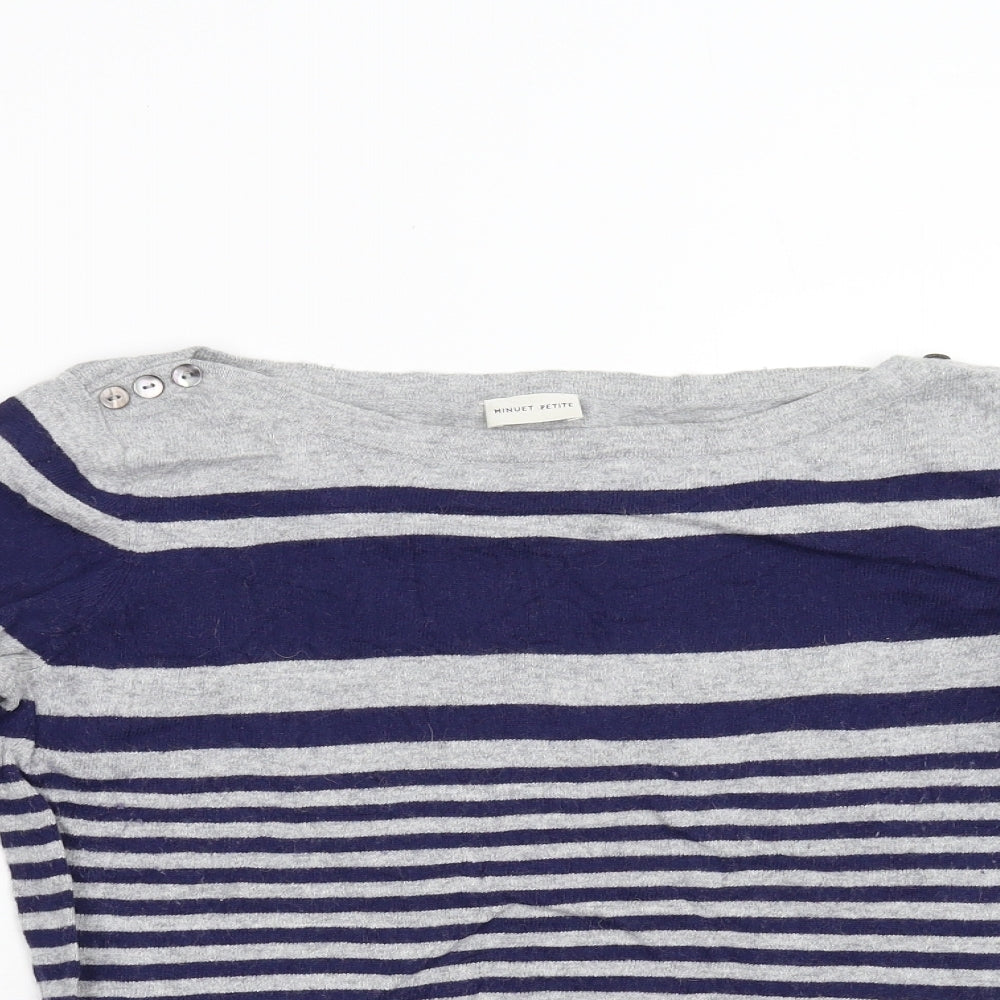 Minuet Petite Womens Multicoloured Striped Knit Pullover Jumper Size M
