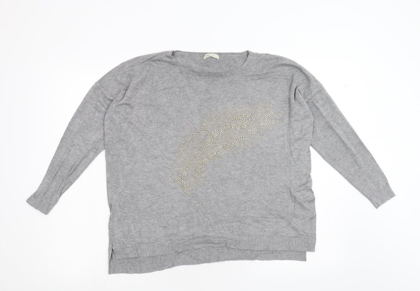 Belcci Womens Grey  Knit Pullover Jumper Size L
