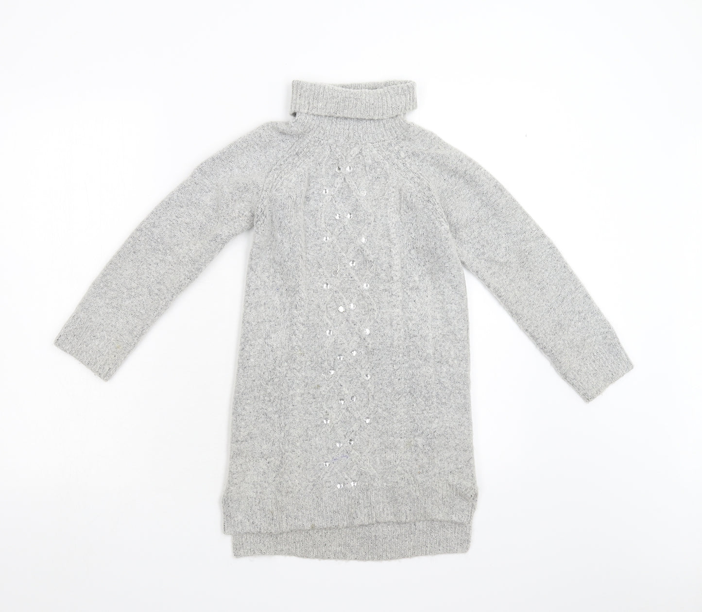 TU Girls Grey  Knit Jumper Dress  Size 8 Years