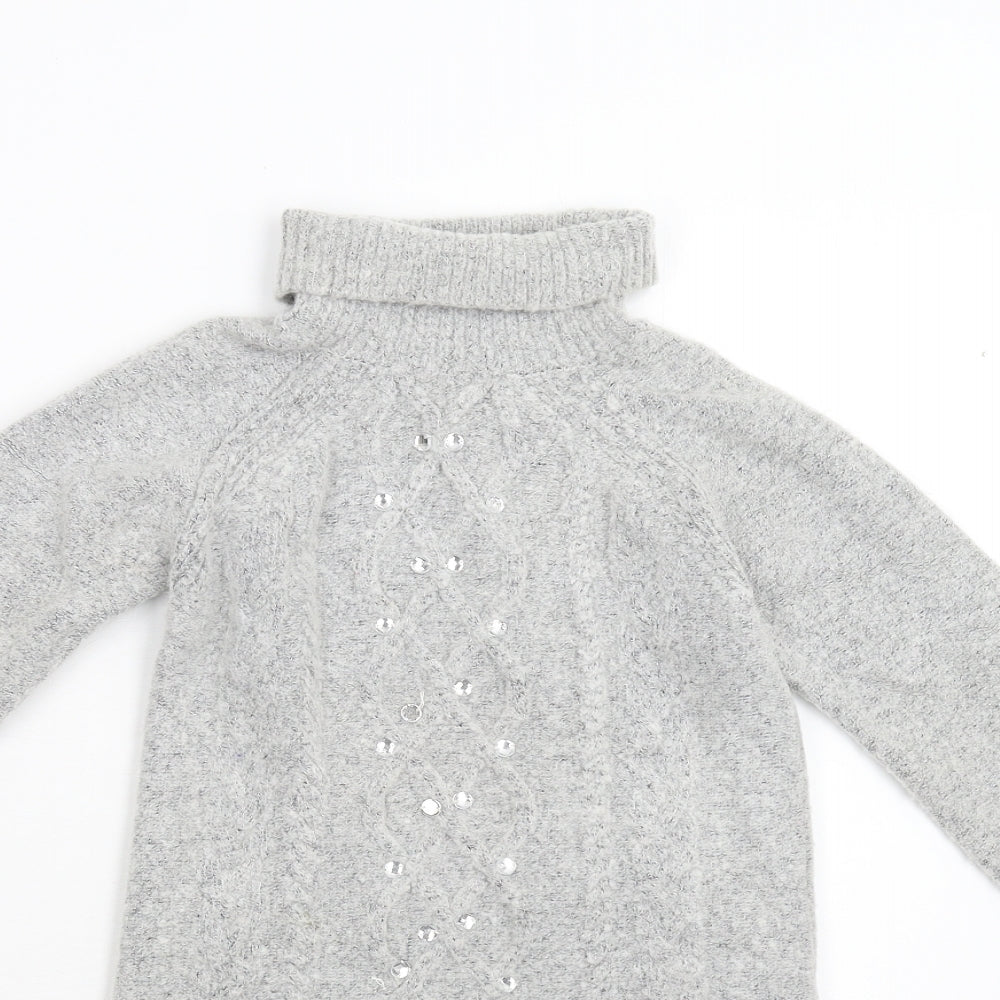 TU Girls Grey  Knit Jumper Dress  Size 8 Years