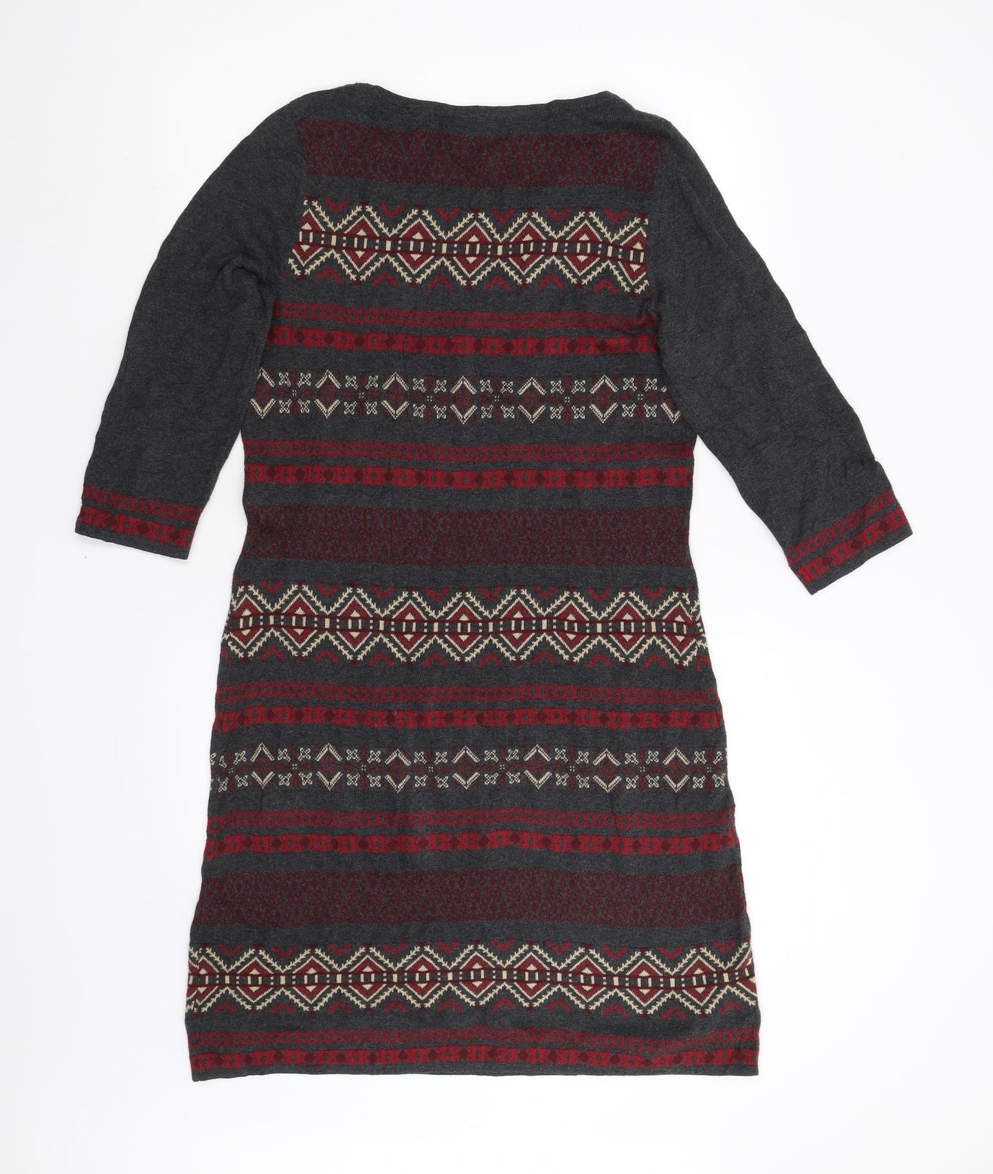 Monsoon Womens Grey Geometric  Jumper Dress  Size 12