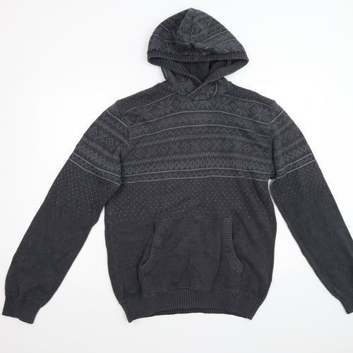 NEXT Mens Grey  Knit Pullover Hoodie Size M