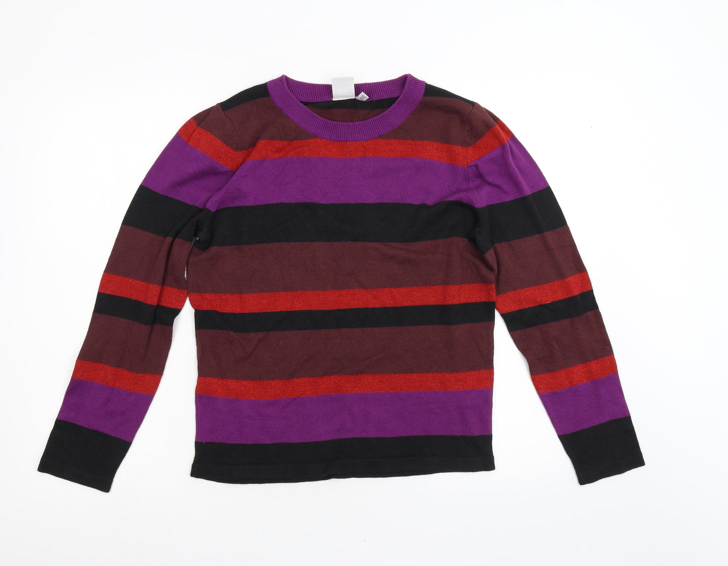 ICHI Womens Multicoloured Striped Knit Pullover Jumper Size M
