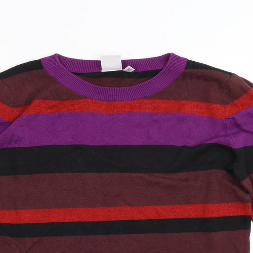 ICHI Womens Multicoloured Striped Knit Pullover Jumper Size M