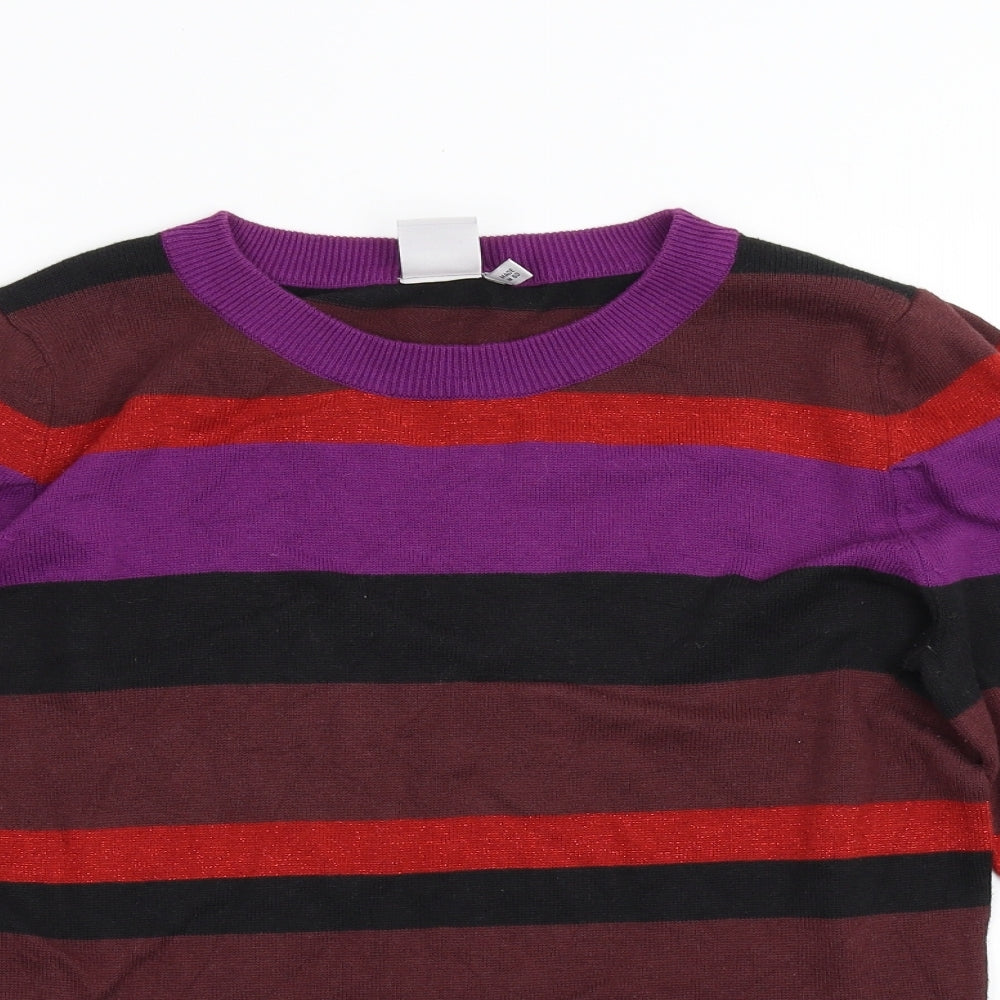 ICHI Womens Multicoloured Striped Knit Pullover Jumper Size M