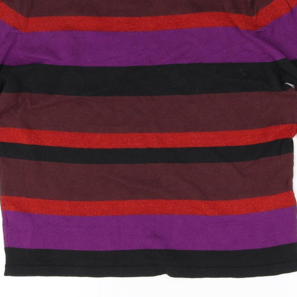 ICHI Womens Multicoloured Striped Knit Pullover Jumper Size M