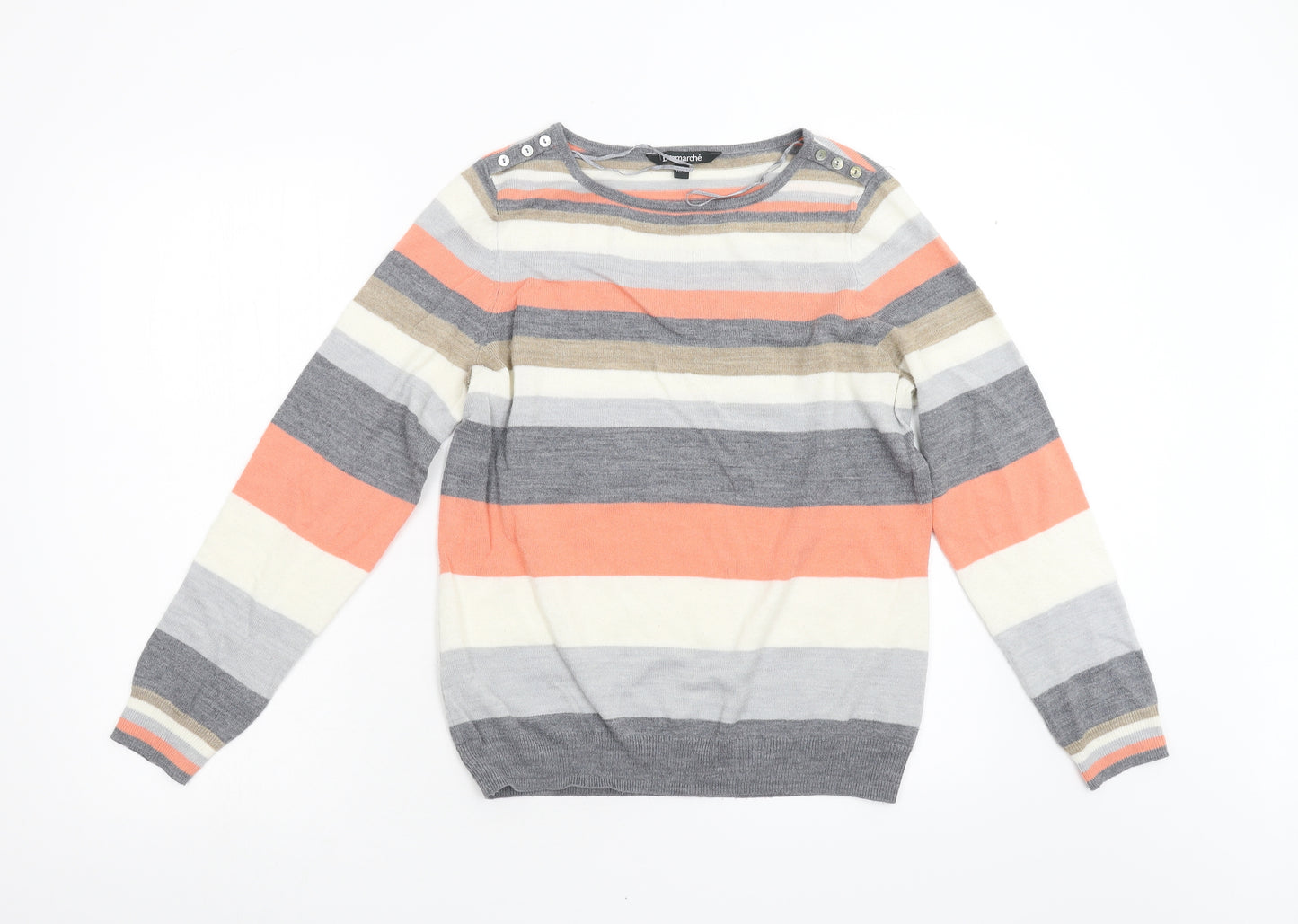 Bonmarché Womens Multicoloured Striped Knit Pullover Jumper Size 12